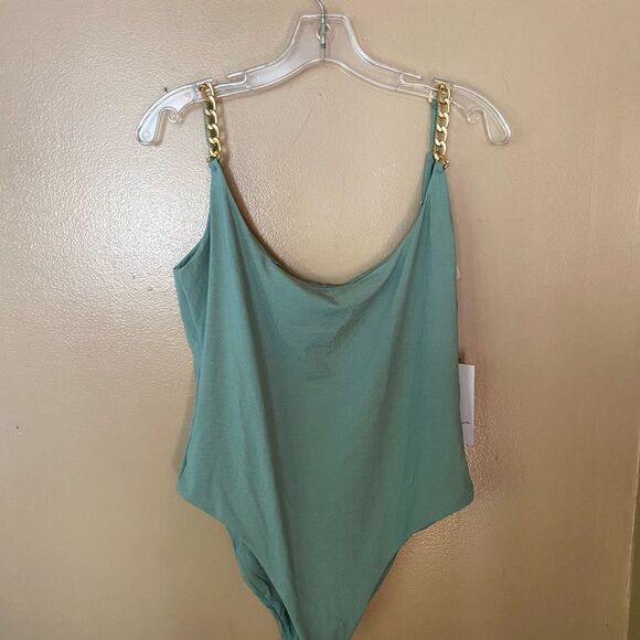 Lovewave Pua Swimsuit Chain Strap one piece bathing sage Revolve NWT $128 XL - Picture 6 of 9